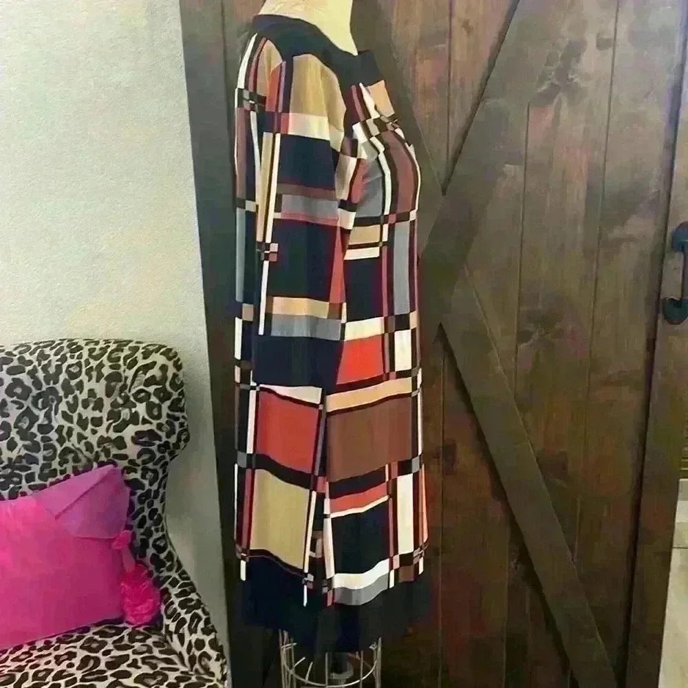 Emma & Michele Geometric Color Block Size Large 3/4 Sleeve Sheath Dress - Picture 4 of 8